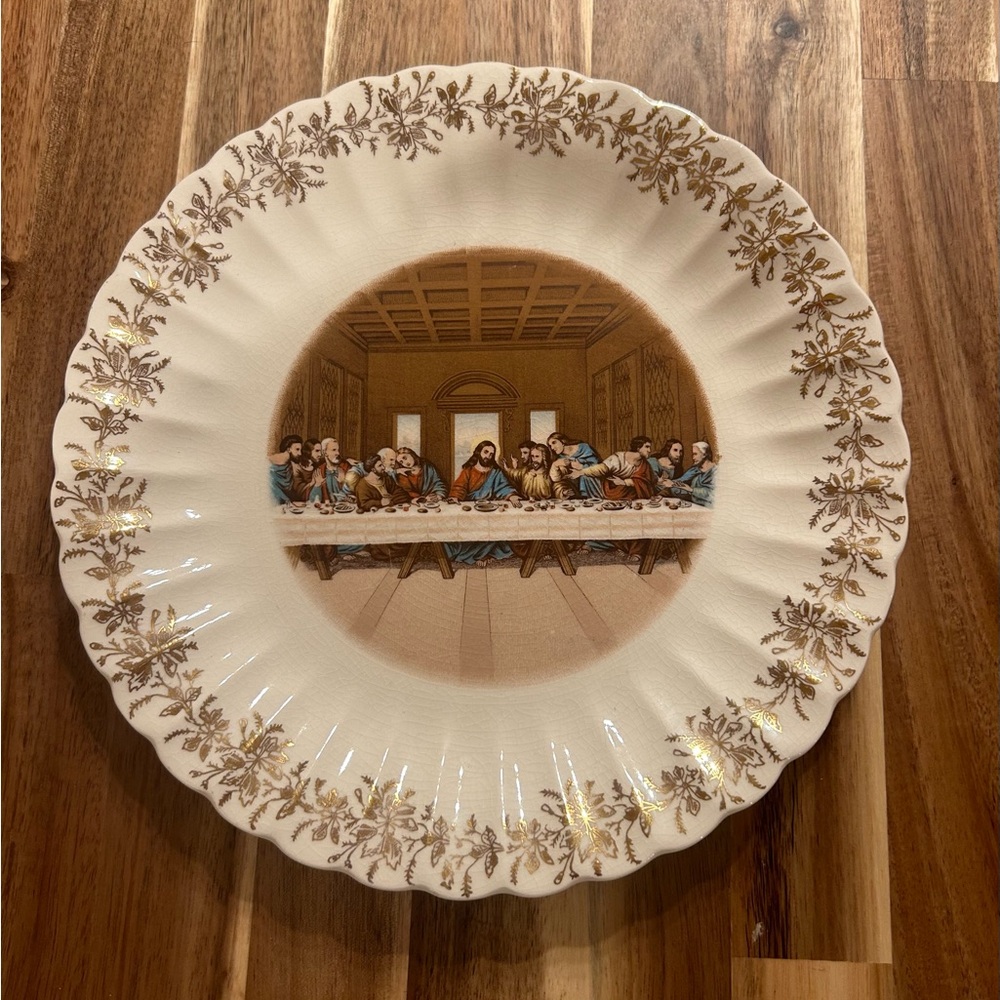 Vintage Lord’s Supper Plate 23k Gold First Edition
